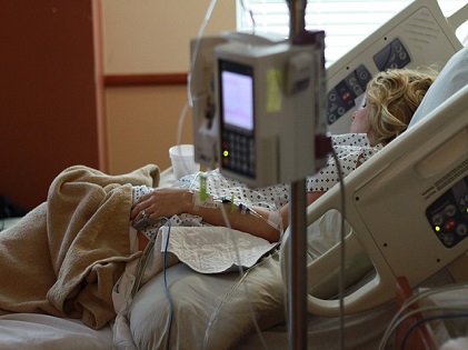 sick woman hospital illness