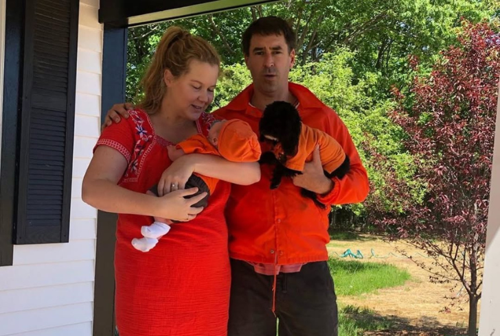 Amy Schumer with husband and son