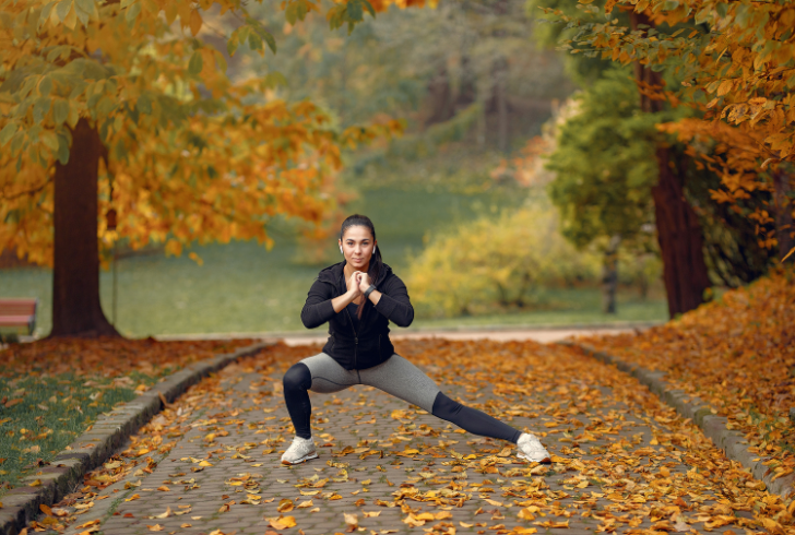 Woman practicing healthy daily routine